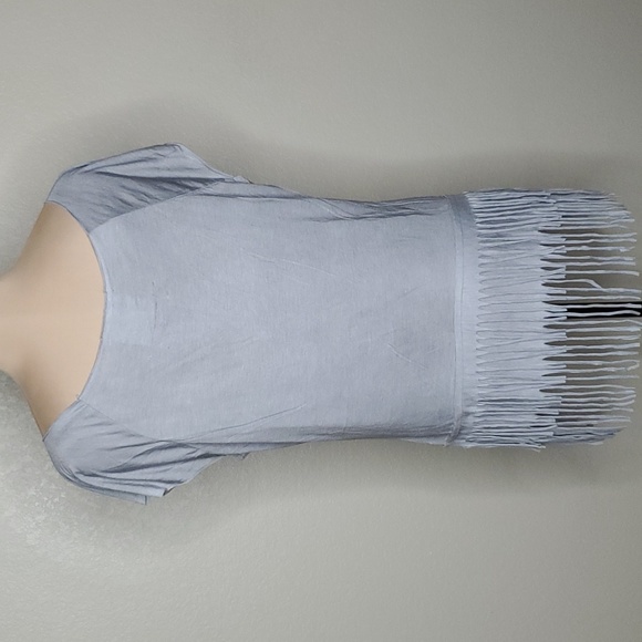 Double D Ranch Large Gray Studded Aztec Eagle short Sleeve tee shirt with Fringe - Picture 5 of 9